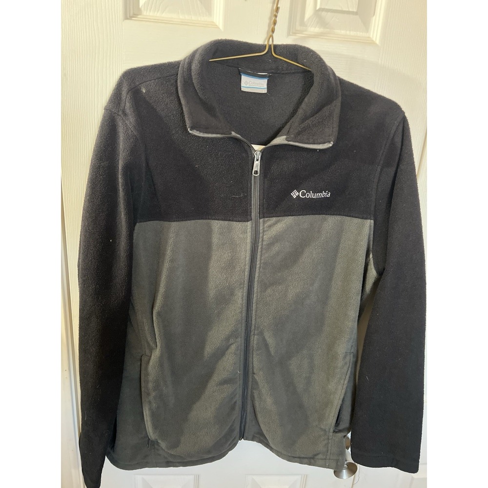 Columbia Mens full zip gray and black fleece‎ jacket Large